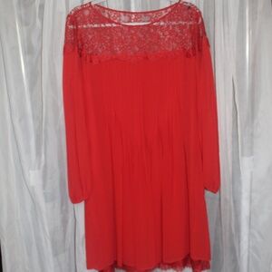 The Kooples Red Chiffon/Lace Dress
